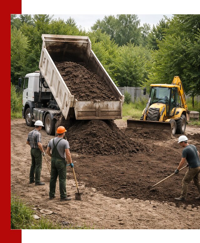 Доставка и укладка грунта для выравнивания участка в Якутске