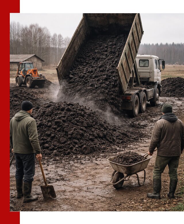 Доставка низинного торфа с разгрузкой и доставкой в Якутске