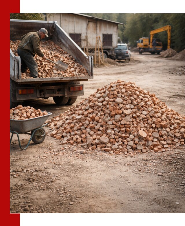 Доставка и подушка из боя кирпича с разгрузкой в Якутске