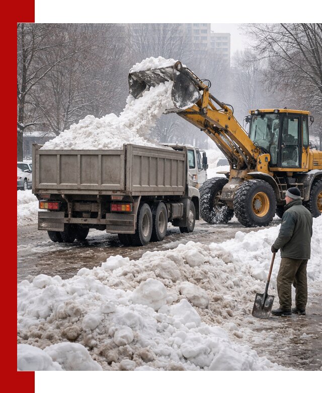 Вывоз снега грузовой техникой в Якутске оперативно и чисто