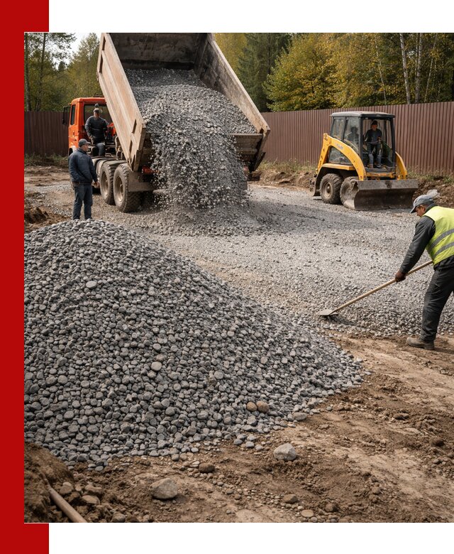 Отсыпка участка щебнем с доставкой и уплотнением в Якутске